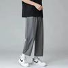 Pantalones de seda de hielo de verano para hombre, pantalones rectos, sueltos y sencillos, pantalones casuales para hombre, pantalones anchos hasta el tobillo, de moda, combinables con todo, para hombre