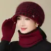 Gorros de otoño e invierno para mujer, madres de mediana edad y mayores, gorros de punto con protección para las orejas, gorros cálidos con forro de polar para abuelas