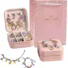 3 Pulseiras Transfronteiriças Kit de Pulseiras DIY Infantil com Contas de Furo Grande, Acessórios Coloridos de Corrente Ossinho de Cobra de Cristal, Caixa de Presente para Joias