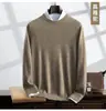 Suéter de cachemir tejido de cuello redondo para hombre, Versátil camisa base casual de negocios Otoño/Invierno, Suéter de lana suave y amigable con la piel