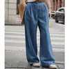 Jeans de Mezclilla Lavada Estilo Vintage Nuevos Primavera Temprana para Mujer, de Cintura Alta, Adelgazantes, Pantalones Rectos Holgados, Pantalones de Pierna Ancha