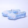 Zapatos de Baile Temperamento para Niños Satén Perla Encaje Zapatos de Baile de Práctica para Niñas Azul Bebé Ballet Suela Suave 8061