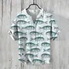 Padrão Animal 2024 Venda Quente de Verão Transfronteiriça Estampa Digital Camisa Casual Masculina Manga Curta Gola V Estampada Tendência