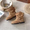 Botas de Vaquero Occidentales Estilo Maillard Retro para Niñas 2026 Otoño/Invierno Nuevos Zapatos para Niños Comercio Exterior Hebilla de Cuero Botas de Gamuza