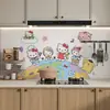 Adesivo à Prova de Óleo Desenho Animado Adesivo de Parede para Cozinha Adesivo de Parede para Fogão Coifa Filme Decorativo à Prova d'Água Resistente a Altas Temperaturas