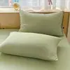 Nueva Funda de Almohada de Gasa de Doble Capa de una Sola Pieza para Comercio Transfronterizo, Venta al por Mayor de Algodón Lavado de Color Sólido Estilo Fresco Simple