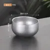 Aço Inoxidável 304 Grau Alimentício Tigela Infantil Doméstica Camada Dupla Anti-Escaldante e Anti-Queda Espessada Tigela de Arroz Sopa Tigela Dourada para Condimentos