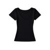 Estilo Puro Deseo Modelo 2025 Nuevo Sexy Cuello en V Profundo Manga Corta Corte Ajustado Color Sólido Cintura Base Ceñidor de Cintura Cintura de Reloj de Arena Camiseta