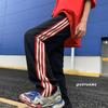 Calças de moletom esportivas listradas americanas masculinas primavera e verão estilo Hong Kong calças casuais finas marca de moda ins estilo coreano calças retas soltas