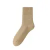 Calcetines de Invierno Gruesos de Algodón Puro para Mujer, Calcetines de Color Sólido hasta la Pantorrilla, Calcetines de Rizo de Invierno para Mujer, Calcetines Completos de Felpa