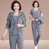 Chaqueta Estilo Primavera para Mamá 2024 Nuevo Traje Deportivo para Edad Media y Adulta Mayor Conjunto de Tres Piezas para Mujer que Reduce la Edad 50 y 60 Años