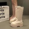 Botas de Moda Versátiles de Suela Gruesa, Botas Largas para Mujer, Botas Ajustadas Elásticas de Otoño, Botas Largas Adelgazantes, Botas Altas hasta la Rodilla tipo Equitación