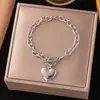 Pulseira Simples de Coração Transfronteiriça Europeia e Americana para Mulheres Moda Ins Elegante Simples Coração em Forma de Pêssego Estudante Liga Pulseira