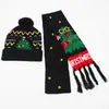 Sombrero de Navidad Luminoso LED para Adultos y Niños de Otoño e Invierno Set de Bufanda y Gorro Tejido de Papá Noel Estilo Infantil