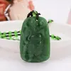 Cadena de Suéter Estilo Étnico de Lujo de Calcedonia Verde Oscuro con Colgante de Dragón Guan Gong y Cadena de Suéter de Perla