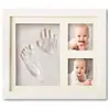 Bebé Cien Días de Edad Huella de Mano y Pie Hueco Marco de Fotos DIY Huella de Pata de Mascota Conmemorativa Almohadilla de Tinta para Mano y Pie de Bebé como recuerdo