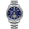 Reloj Binbond Luminoso de Moda para Estudiante Hombres Tourbillon Regalo Correa de Acero Tres Ojos Seis Manecillas Reloj Decorativo