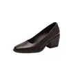 Versión de Piel de Vaca~Zapatos de Tacón Grueso Estilo Retro de Punta Cuadrada y Corte Bajo, Sencillos, sin Cordones, para Mujer Que No Se Resbalarán al Ir al Trabajo