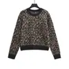 Estilo Europeo y Americano Transfronterizo 2025 Nueva Moda Elegante Amazon Suéter de Punto Pulóver de Cuello Redondo con Estampado para Mujer