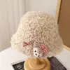 Chapéu de Pescador Feminino Outono e Inverno Novo Estilo Desenho Animado Ragdoll Moda Rosto Exposto Pequeno Chapéu de Bacia Recheado Chapéu Quente à Prova de Frio