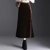 Falda de terciopelo con lunares de sirena para mujer, nueva falda bodycon de cintura alta para otoño e invierno, falda lápiz adelgazante de longitud media