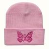 Gorro de malha bordado com borboleta para todos os jogos estilo coreano Chapéu de lã quente para homens e mulheres Boné de pulôver de equitação ao ar livre