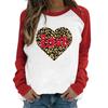 Amazon Europeu e Americano casaco AMOR estampa de leopardo estampa AMOR Dia dos Namorados manga longa casal Camiseta feminina atacado