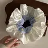 Anillo para el pelo de gran tamaño de satén color crema con encaje, estilo ballet, rayas azules, tipo intestino grueso, flor para el pelo, dulce sensación de princesa, hermosa cuerda para el pelo