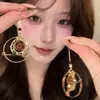 Exquisitos Aretes Largos Florales Estilo Francés para Mujer, Verano Lujo Ligero Estilo Resort de Alta Gama Pinzas para Orejas y Accesorios para Orejas Únicos y Hermosos