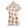 Pijama Pai e Filho 2025 Verão Estampa de Coração Saia de Seda Gelada Mãe-Dama Borda de Orelha Feminina Respirável Saia para Casa com Ar Condicionado