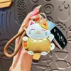 Llavero Creativo de Gato de la Suerte de Cuero, Lindo Accesorio de Bolsa de Dibujos Animados de Cuero, Colgante de Bolsa de Lujo Ligero, Pequeño Regalo de Año Nuevo