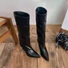 [] Botas de Cano Alto Stiletto Bico Fino Femininas 2026 Outono Inverno Novas Cor Cáqui Botas Longas Camurça Salto Alto Botas de Cano Alto