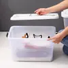 Caja de Almacenamiento de Plástico Engrosada Transparente para el Hogar y el Coche con Tapa Caja de Almacenamiento Grande para Ropa, Colchas, Juguetes