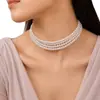 Colar Francês Elegante Pérola Elegante Colar de Luxo Leve Cruz Fronteiriça Comércio Exterior Moda Acessórios para Jantar
