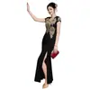 Vestido Cheongsam Cauda de Peixe Vermelho para Brinde da Noiva, Vestido de Noivado de Alta Qualidade Slim-Fit, Novo Vestido Longo com Fenda Estilo Chinês para Casamentos