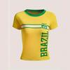 Camiseta de Manga Corta Estampada con Letras de Contraste de Verano para Chicas Calientes Europeas y Americanas, Ajustada, Deportiva, Cuello Redondo, Top Corto, Ropa de Mujer
