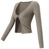 Roupas de Yoga Transfronteiriças Femininas Vazamento no Umbigo Sexy Corrida Treinamento Top Esportivo Fitness Manga Longa