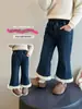 Mono de Jean de Campana con Felpa para Niñas 2026 Nuevo Estilo Pantalones Largos Elegantes para Bebés Pantalones de Otoño/Invierno para Niñas
