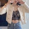 Abrigo francés de otoño para mujer, nuevo diseño, estilo coreano, ajustado, corto, estilo urbano, de alta sociedad, abrigo pequeño.