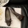 Zapatos planos de estilo ballet con lazo y punta cuadrada para mujer, suaves y cómodos, zapatos casuales de corte bajo para uso diario, nuevos zapatos versátiles para mujer