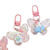 Llavero KT con diseño de mariposa rosa brillante, bonito colgante de dibujos animados para chica, accesorio para pareja y novia, regalo.