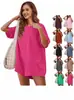 Mono de Verano Nuevo Casual Holgado de Manga Corta con Cuello en V Espalda Descubierta para Mujer, Transfronterizo, Amazon, Europeo y Americano, 2024