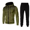 Conjunto Europeu e Americano Novo Estampa de Bolinhas Cor Sólida com Zíper Outono e Inverno Lã Hoodies Esportivos e Moletons Calças de Moletom Masculino e Feminino