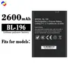 Adequado para bateria de celular imobile BL-196, bateria nova de longa duração 2600mAh, atacado de fábrica para comércio exterior