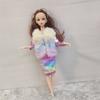 Ropa de Muñeca de 30cm Vestido de Lentejuelas con Cuentas de Manga Larga + Chaleco Degradado Juguete para Vestir Muñecas