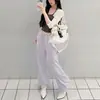 Pantalones deportivos casuales de pierna recta con estampado de letras estilo americano, nuevos pantalones para mujer con cordón, pantalones de pierna ancha, corte holgado, versátiles y que estilizan, pantalones largos