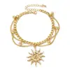 Pulsera bohemia transfronteriza europea y americana de girasol en espiral con perlas y diseño creativo de espiral dorada en el centro