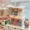 Caja de Exhibición Labubu Bubble Mart Muñeca Llorando Labubu Colgante de Vinilo Almacenamiento Caja a Prueba de Polvo Hecho a Mano Oficina Espejo Cruzado