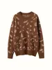 Camiseta Base Jacquard de Plumas para Mujer Estilo Nuevo Invierno 2026, Estilo Suave, Suéter Cálido Corto Holgado, Suéter de Cachemira con Cuello Redondo