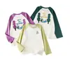 Camiseta de Manga Larga Antibacteriana Transpirable de Algodón para Niños Hall Estilo Montaña Bloque de Color Primavera/Otoño Top para Niños Camiseta para Niñas